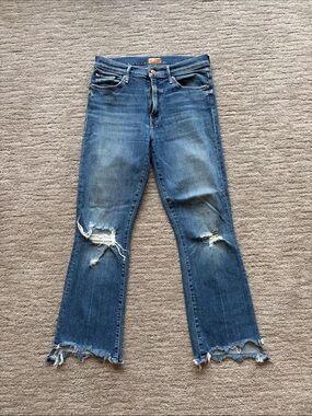 MOTHER Distressed Blue Flare Jeans